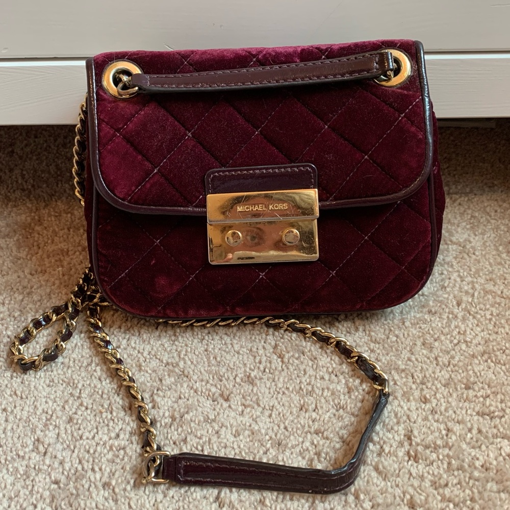 Maroon Velvet Michael Kors purse
